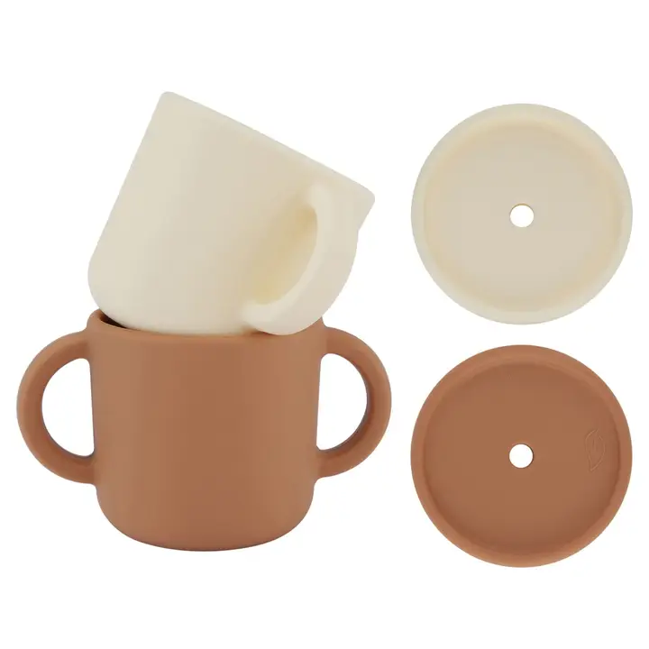 Beker met deksel 2st terra & cream - Lille Vilde