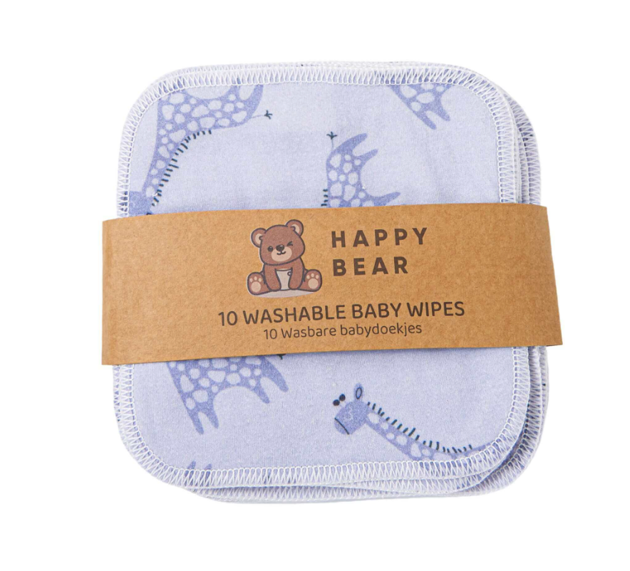 Herbruikbare wipes print (10st) - HappyBear Diapers