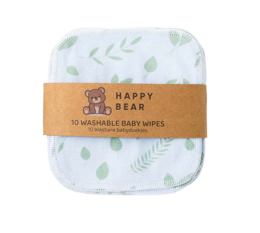 Herbruikbare wipes print (10st) - HappyBear Diapers (botanical)