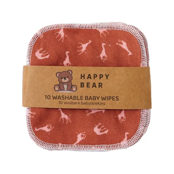 Herbruikbare wipes print (10st) - HappyBear Diapers