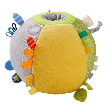 HABA Soft Sensory Ball Discovery Toy - Plush Baby Tag Toy with Rattle