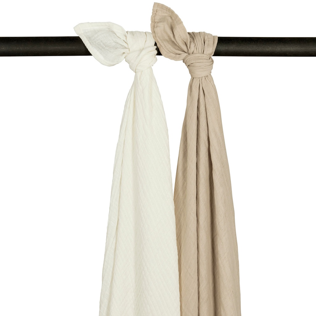 Meyco Baby Muslin Swaddle Pack Off White and Sand