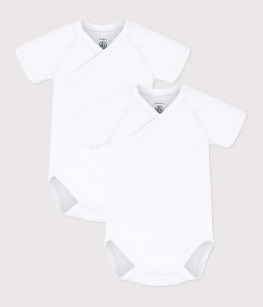 Overslag rompertjes met korte mouwen - Petit Bateau (50-56 newborn 0-2maand)