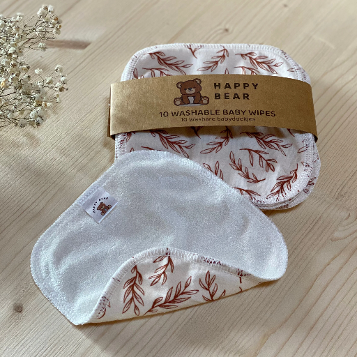 Herbruikbare wipes print (10st) - HappyBear Diapers